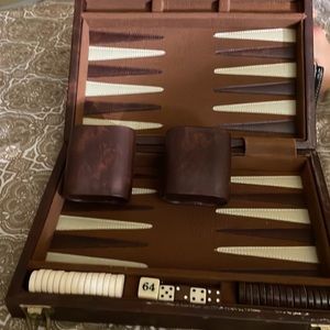 Leather small backgammon game